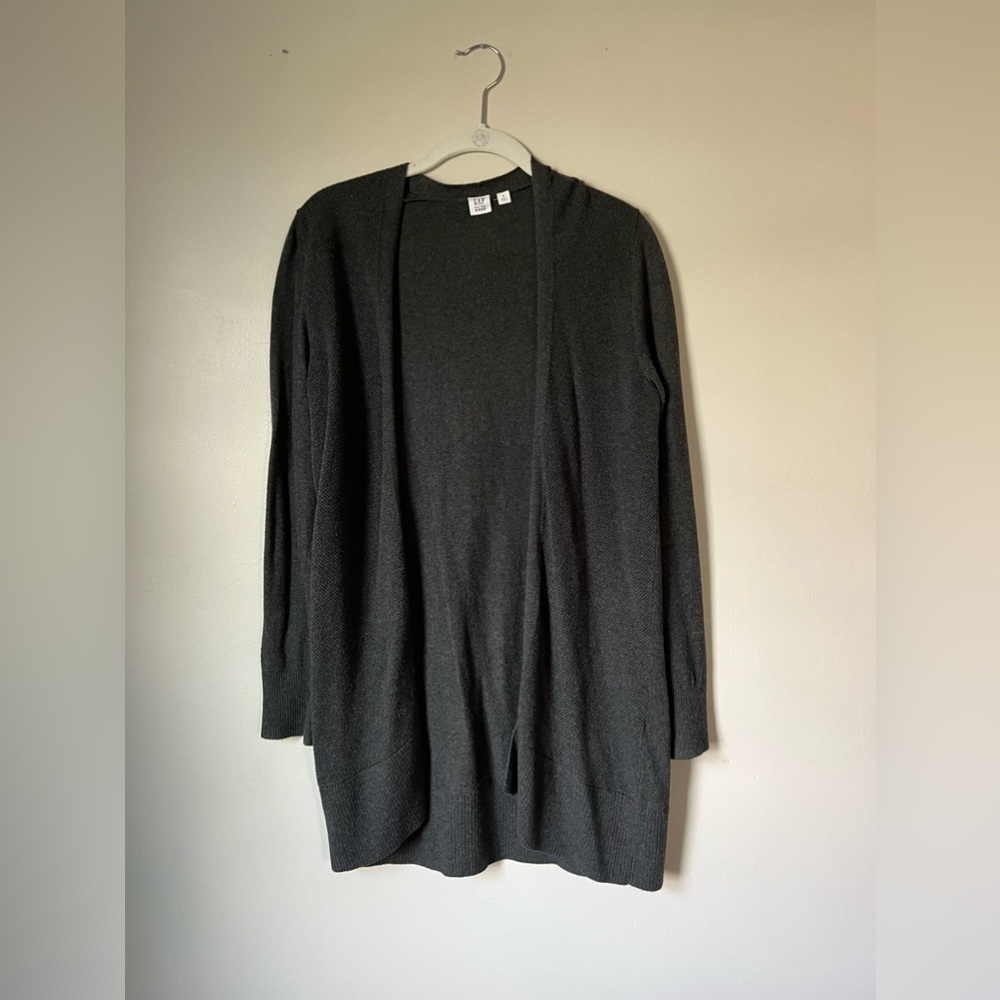 Dark grey cardigan sweater. Size small
